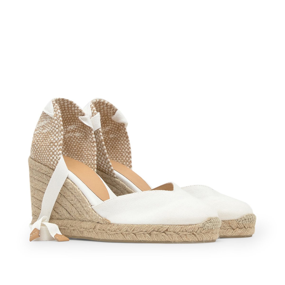 Espadrilles compensées en jute tressée à découpe en V CHIARA PLATFORM blanc, CASTANER