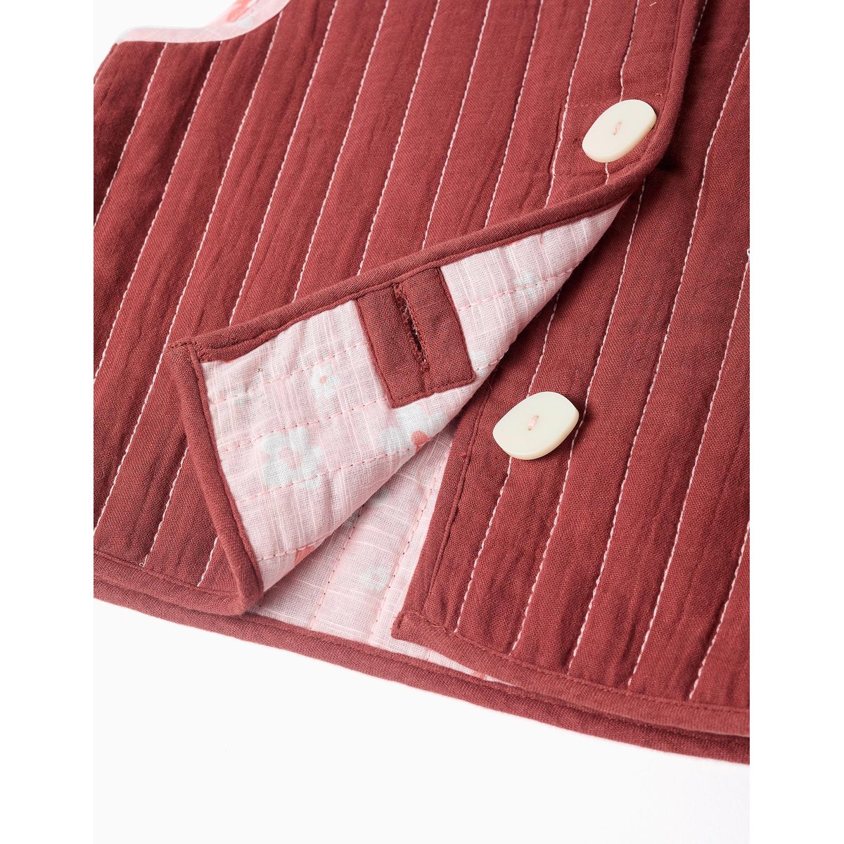 Gilet réversible matelassé à motif floral marrón, ZIPPY