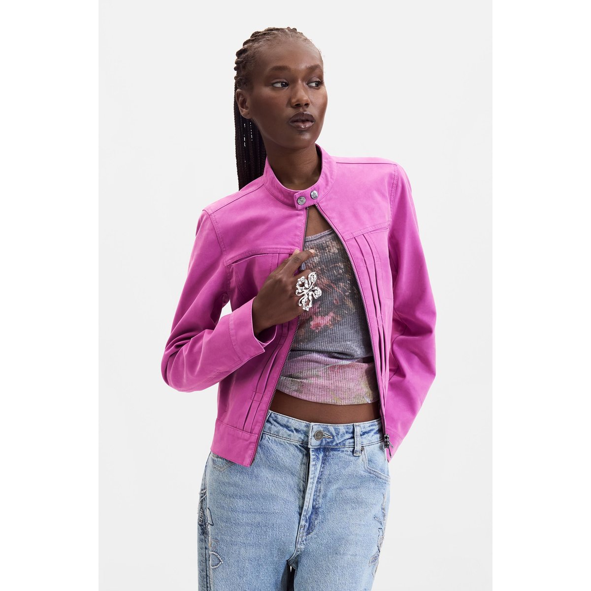 Veste courte effet cuir rouge, DESIGUAL