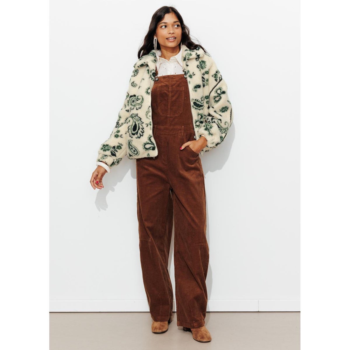 Blouson chaud moumoute léopard imprimé écru, PROMOD