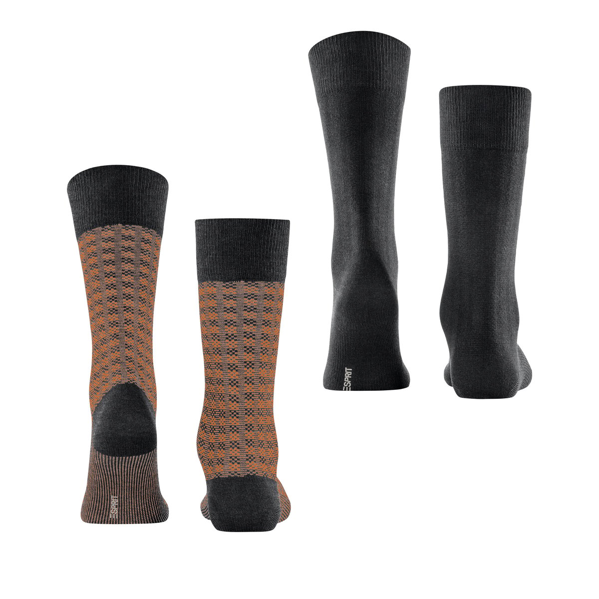 Chaussettes Houndstooth 2-Pack Opaque gris, ESPRIT