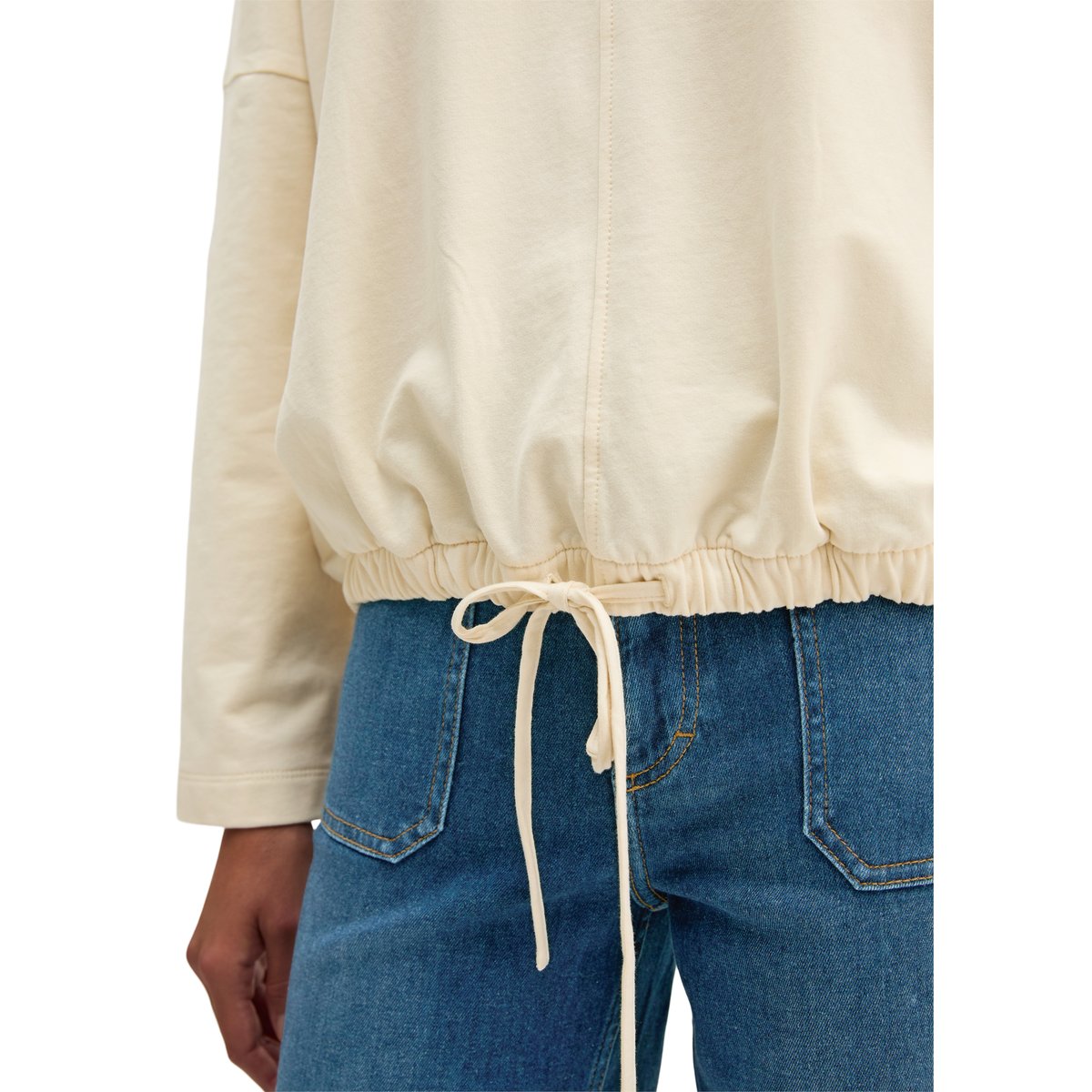 Sweat à cordon de serrage en mélange de coton bio peigné blanc, MARC O'POLO
