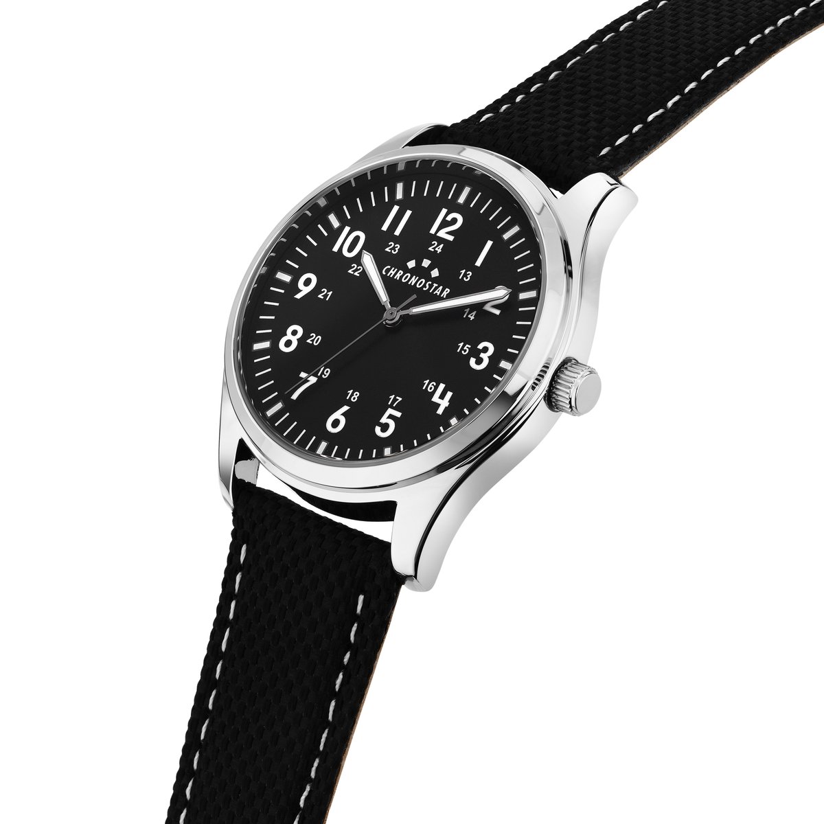 Montre PILOT noir, mat, CHRONOSTAR