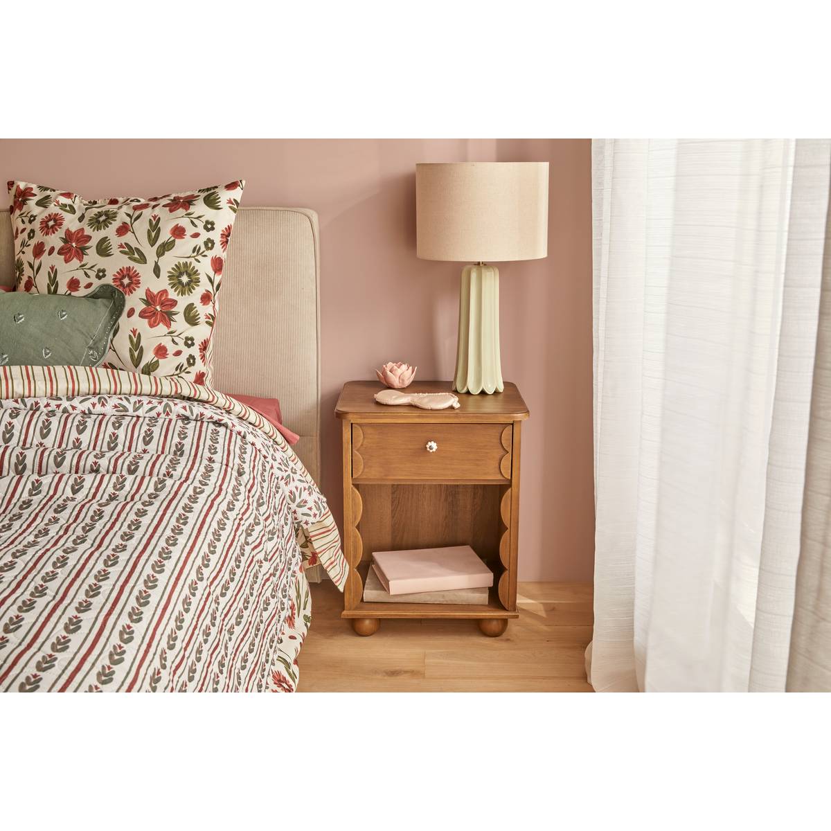 Table de chevet rectangulaire avec tiroir MONA marron, ATMOSPHERA
