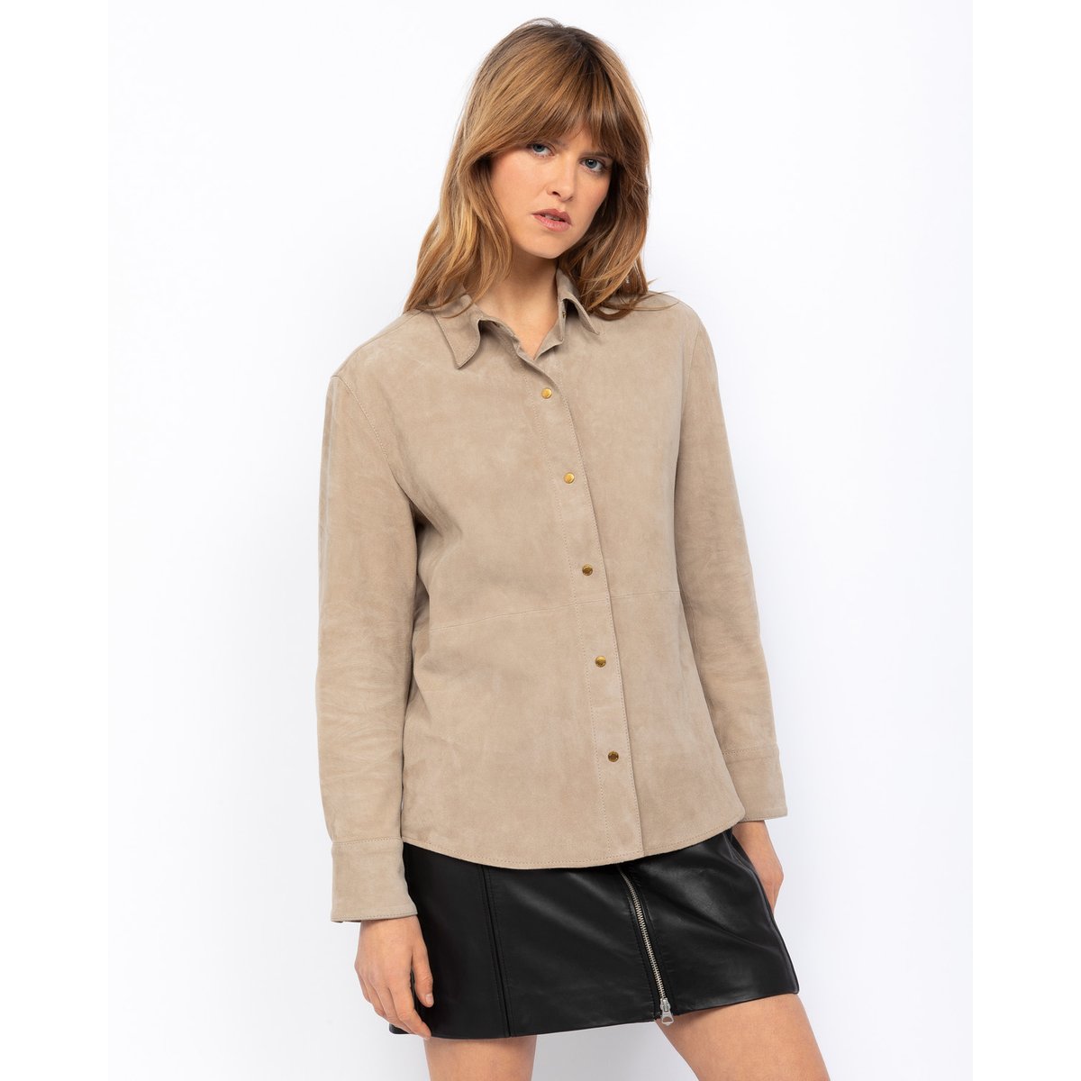 Chemise en chèvre velours beige, SCHOTT