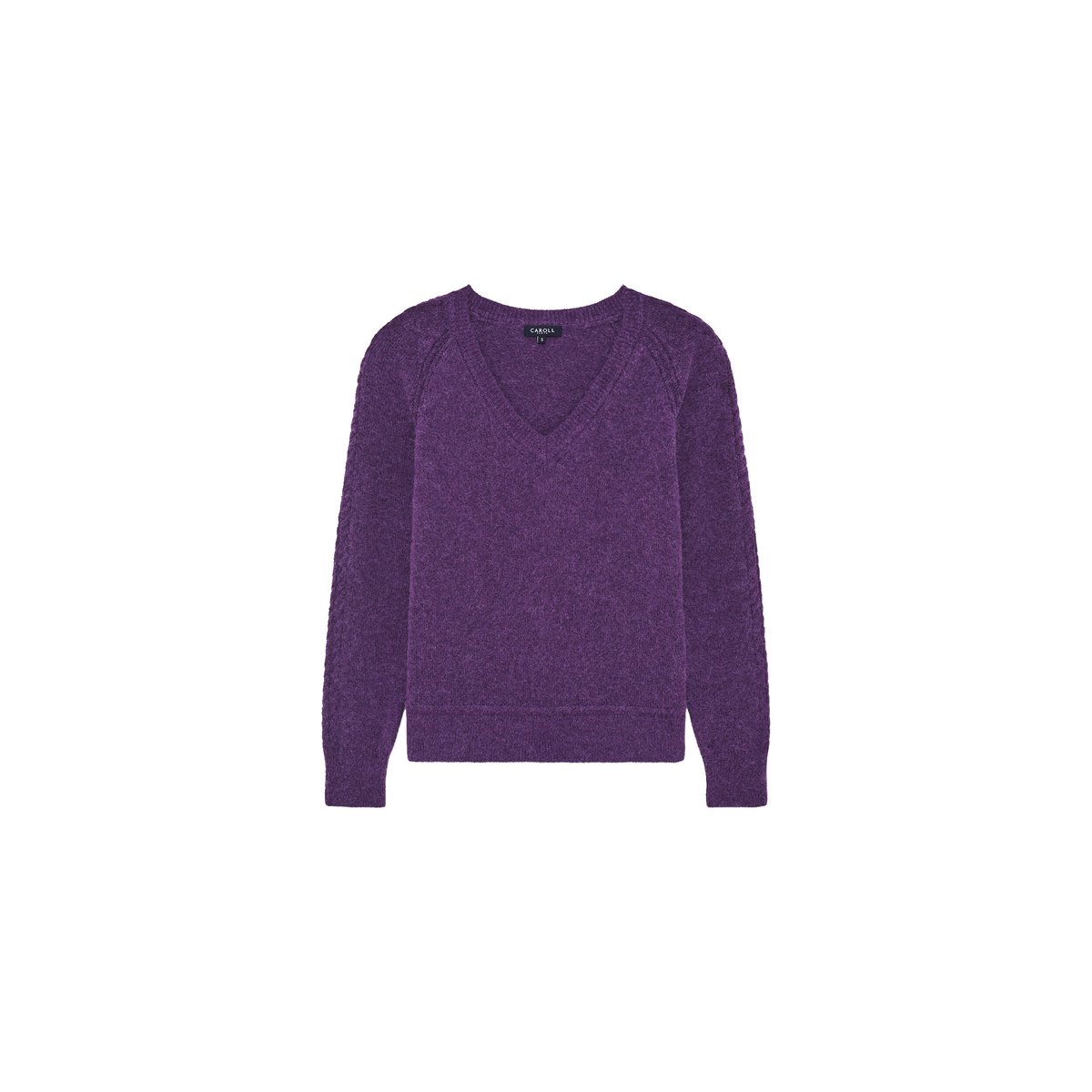 Pull droit col v MLOIS violet foncé, CAROLL