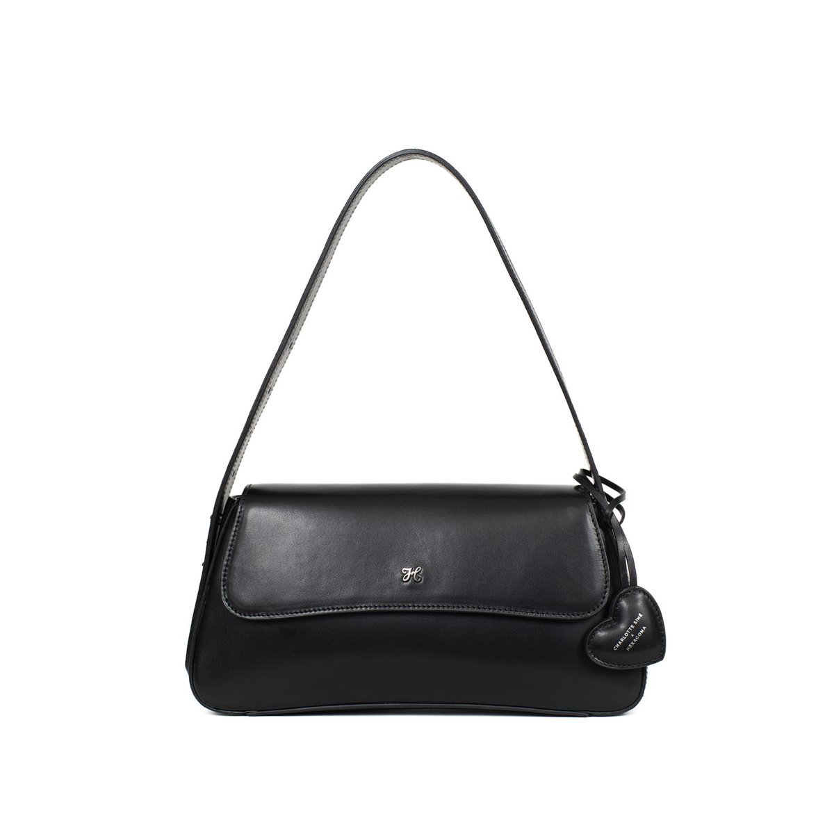 Sac porté épaule en cuir CHARLOTTE noir, HEXAGONA