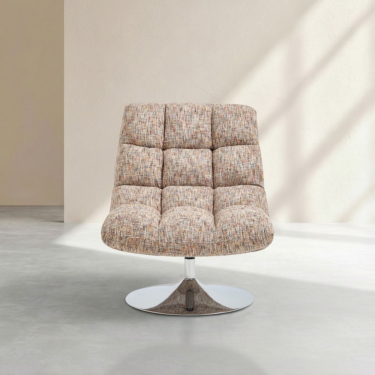 Fauteuil pivotant en tissu chenille et métal chromé SOGLIO multicolore, HABITAT