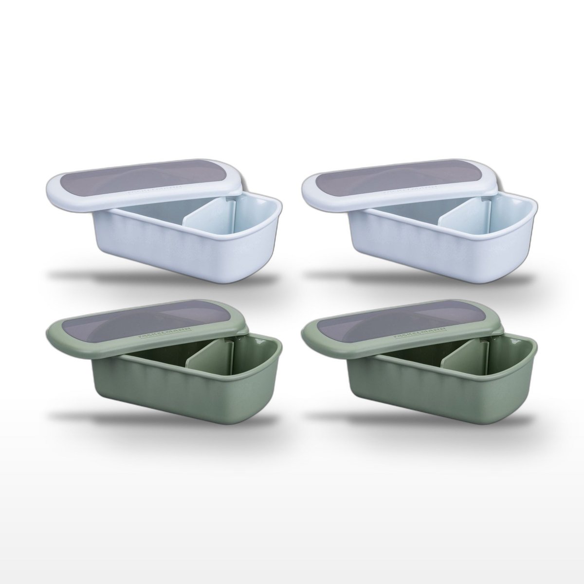 Lot de 4 lunch box 1L avec 4 ustensiles de cuisine STORAGE bleu|vert, FACKELMANN