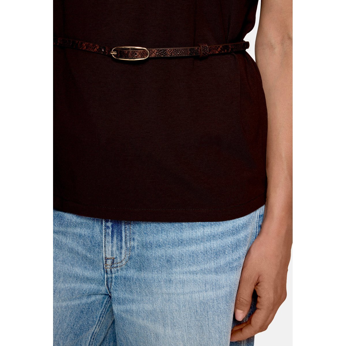 T-shirt à manches courtes à ceinture chocolate plum, ZERO