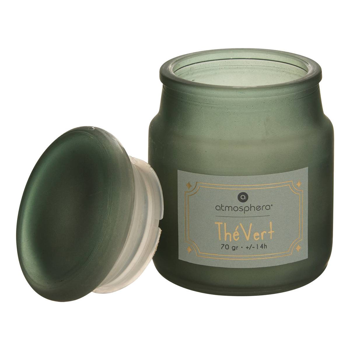 Bougie parfumée pot en verre coloré à bouchon ELOA blanc, ATMOSPHERA