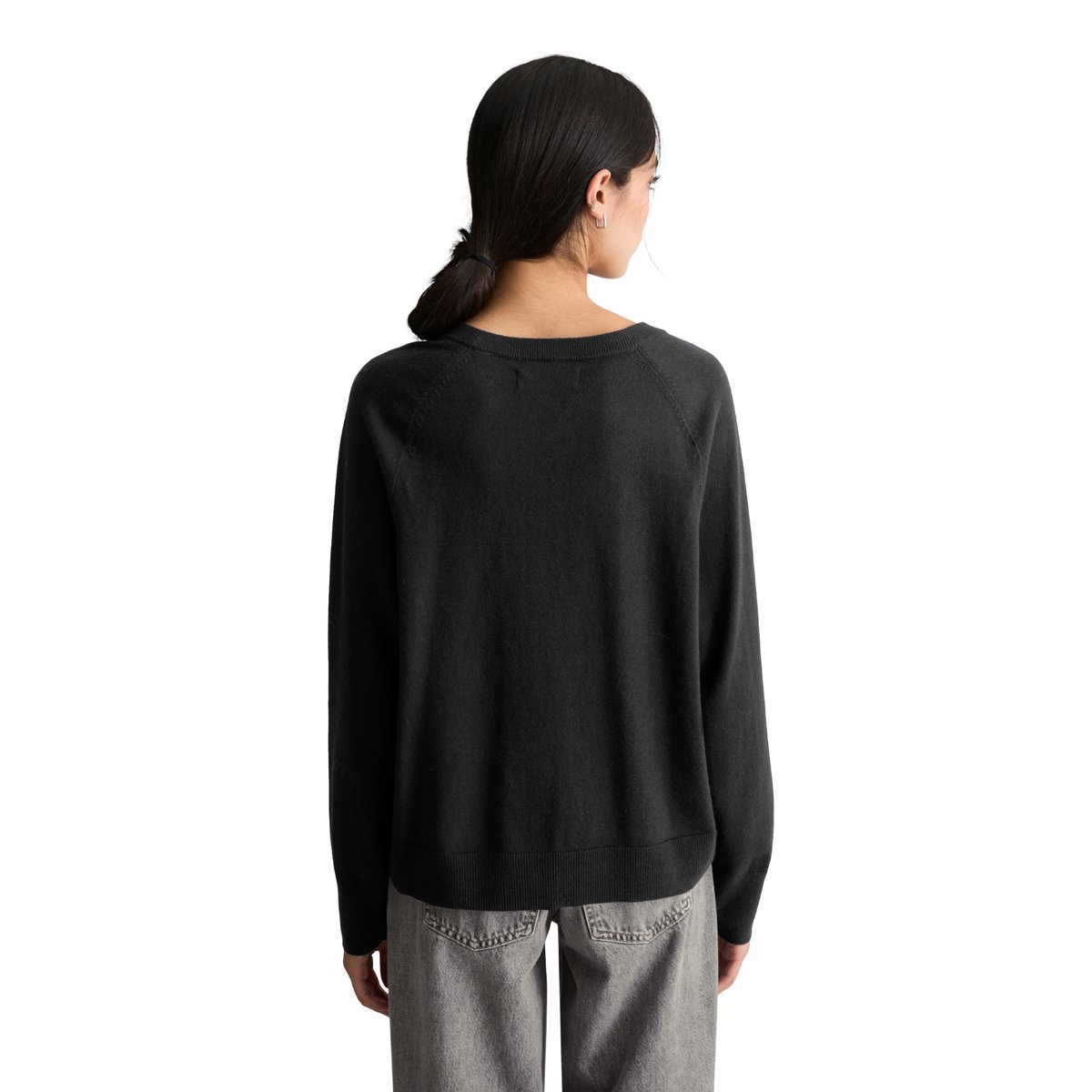 Pull en tricot regular en Soft Cotton Stretch noir, MARC O’POLO DENIM