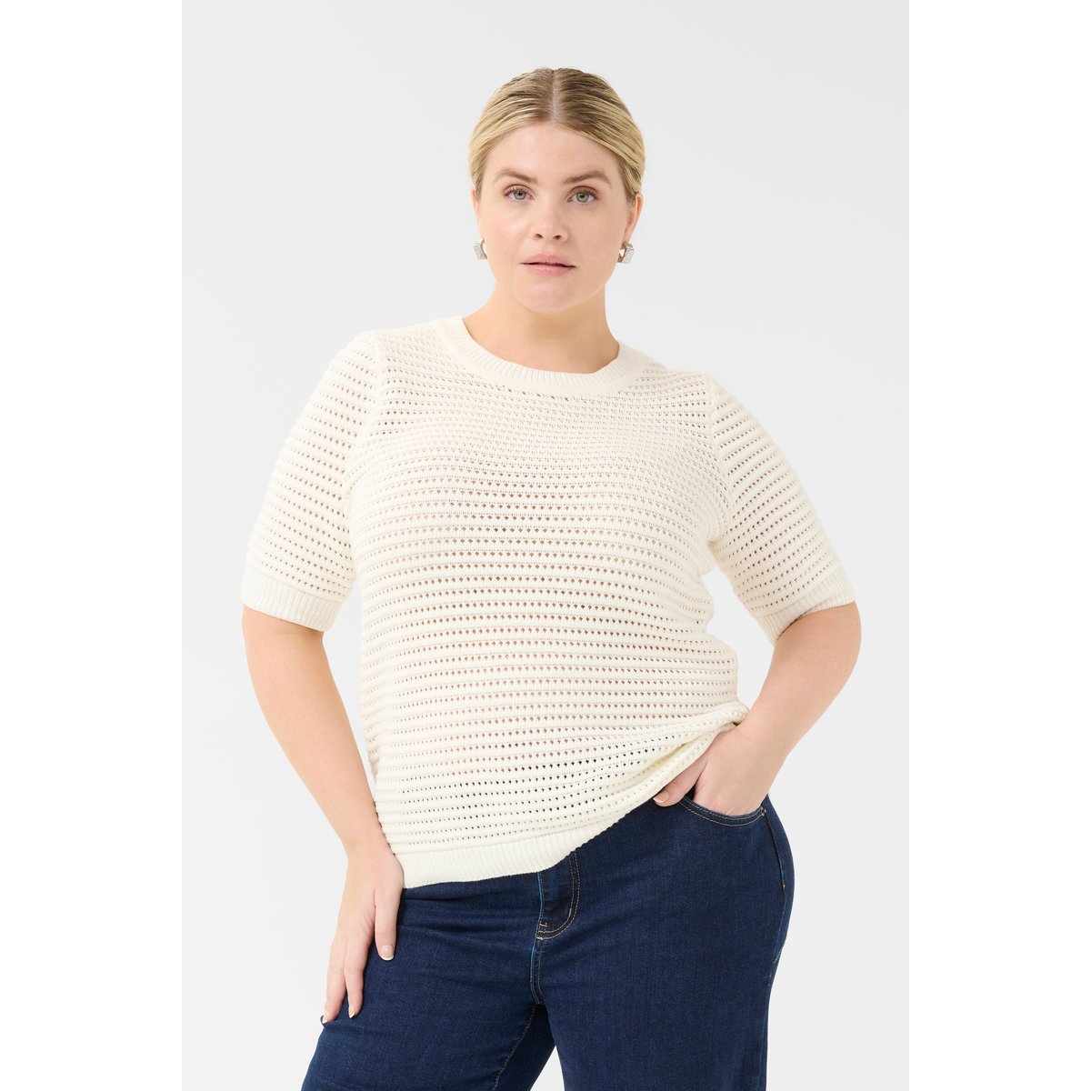 Knitted pullover blanc, KAFFE CURVE