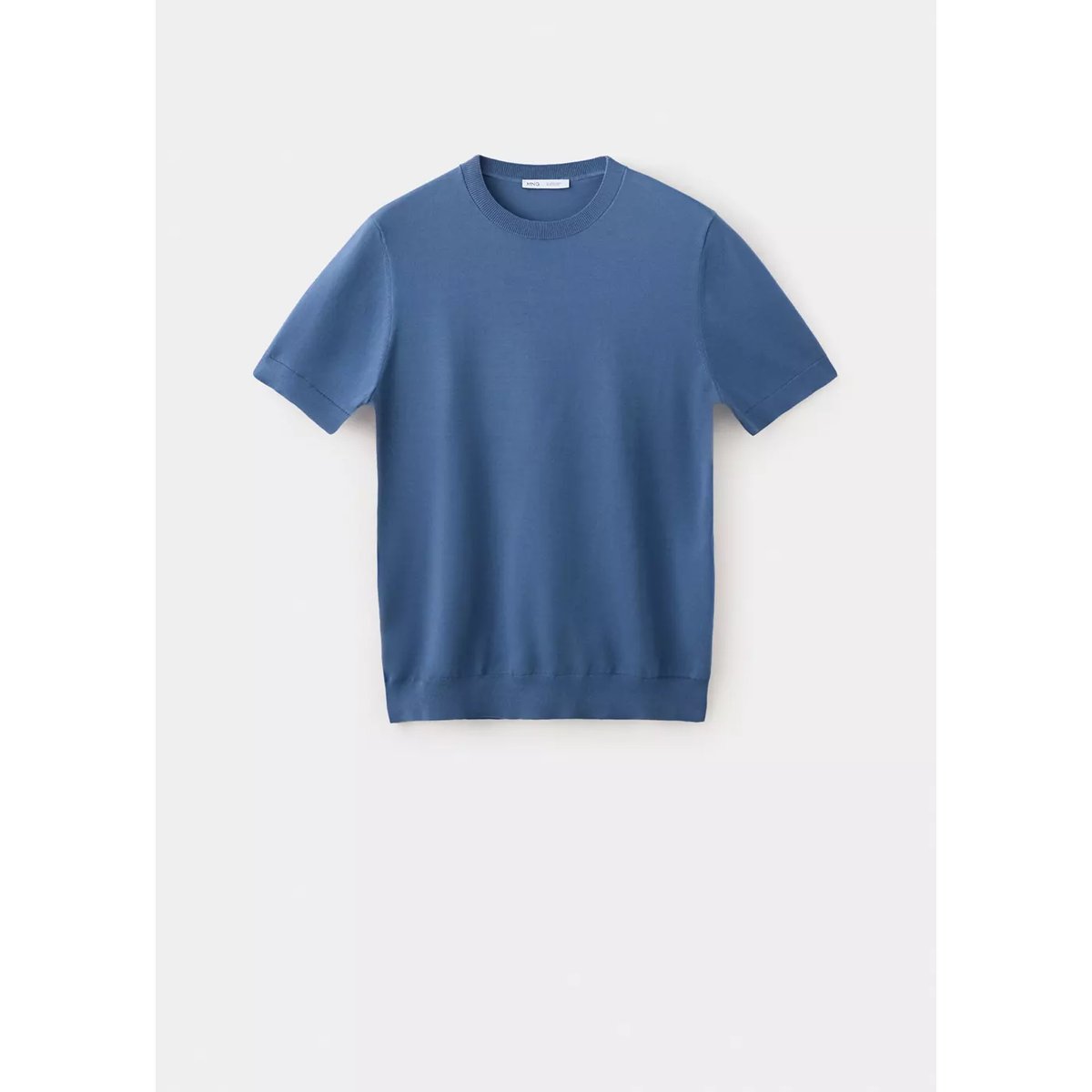 T-shirt 100 % coton en maille fine bleu indigo, MANGO MAN
