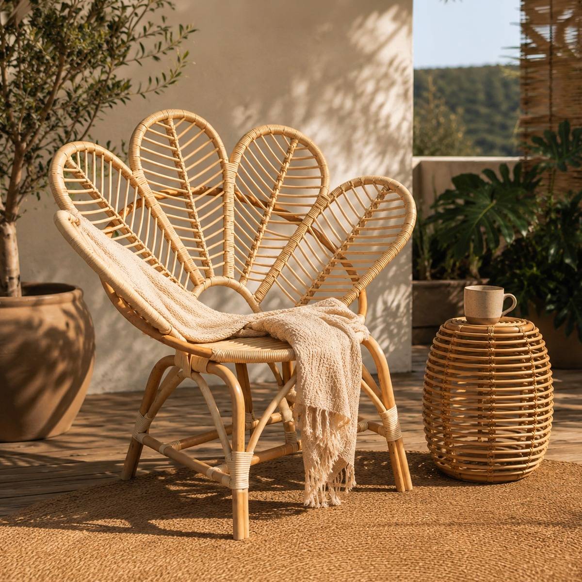 Fauteuil de jardin en rotin RATTAN bois clair, MADE IN MEUBLES