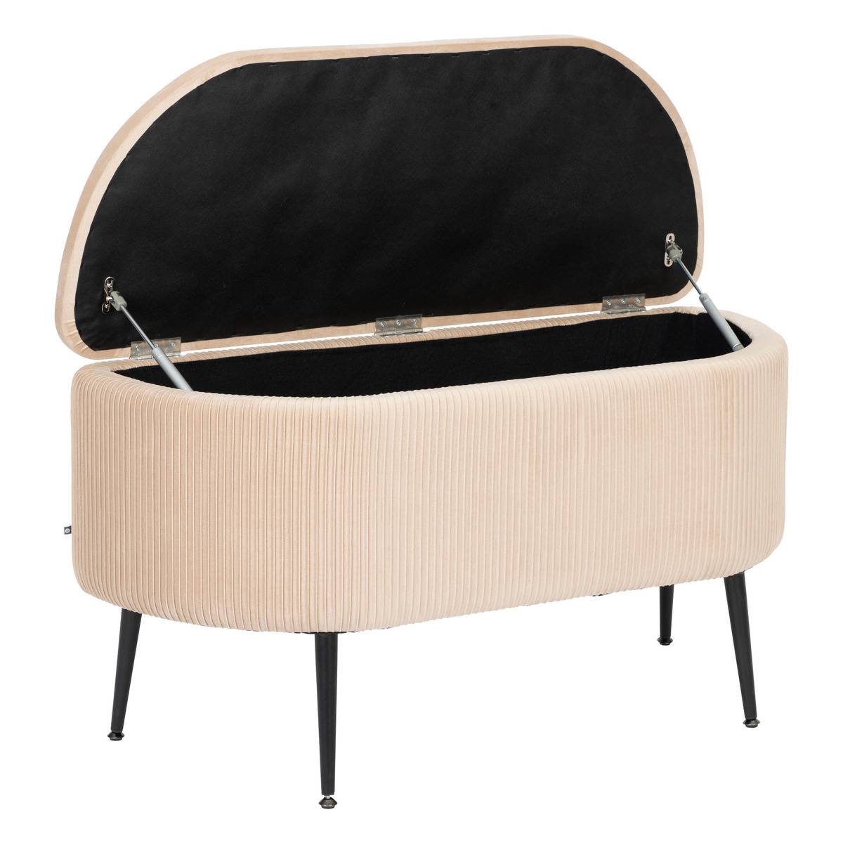 Banc coffre de rangement en velours SOLARO beige, ATMOSPHERA