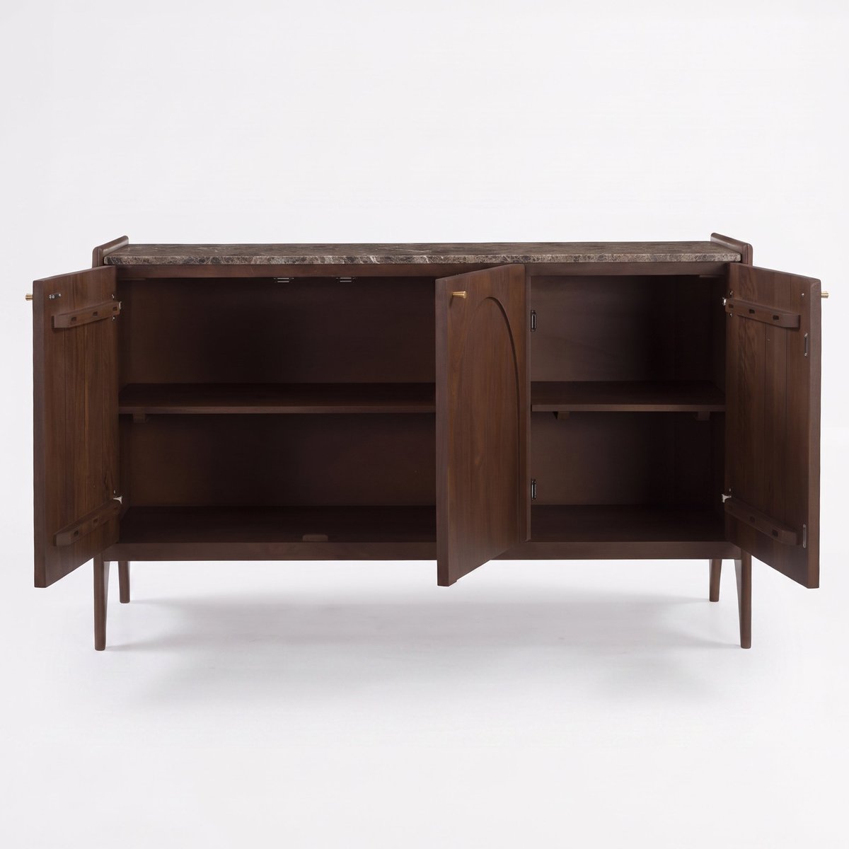 Buffet en bois de manguier et plateau en marbre - SANDRO marron foncé, MAISON PAVANE