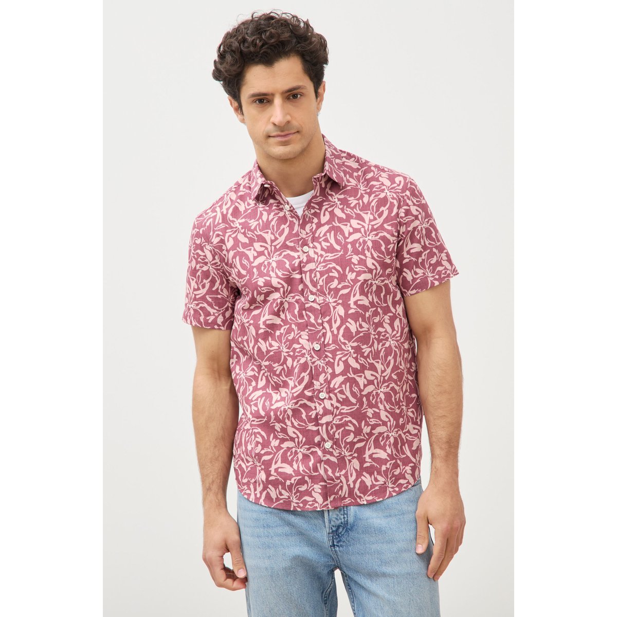 Chemise manches courtes vieux rose, BONOBO