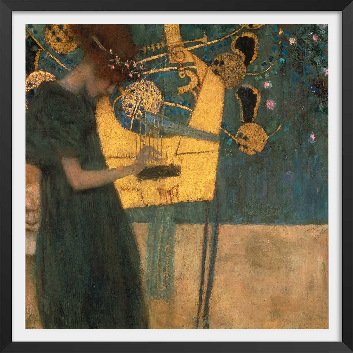 Poster Music - Gustav Klimt affiche + cadre en bois - noir, HEXOA