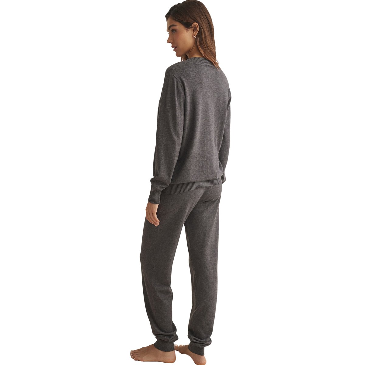 Tenue détente et intérieur pyjama pantalon top col V TRICOTP98 gris, SELMARK