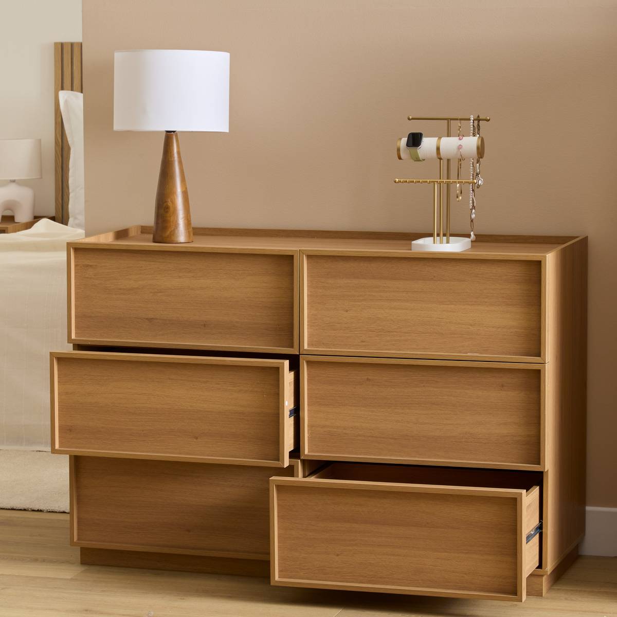 Commode 6 tirois bois foncé FRAMY marron, 5FIVE SIMPLY SMART