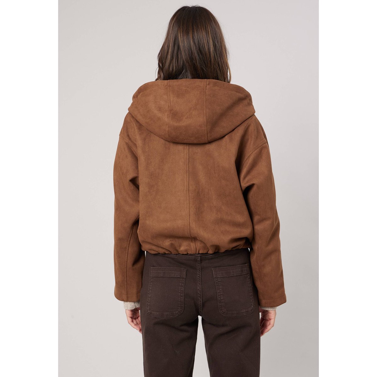 Blouson court bombers femme NAMACI light brown, DEELUXE