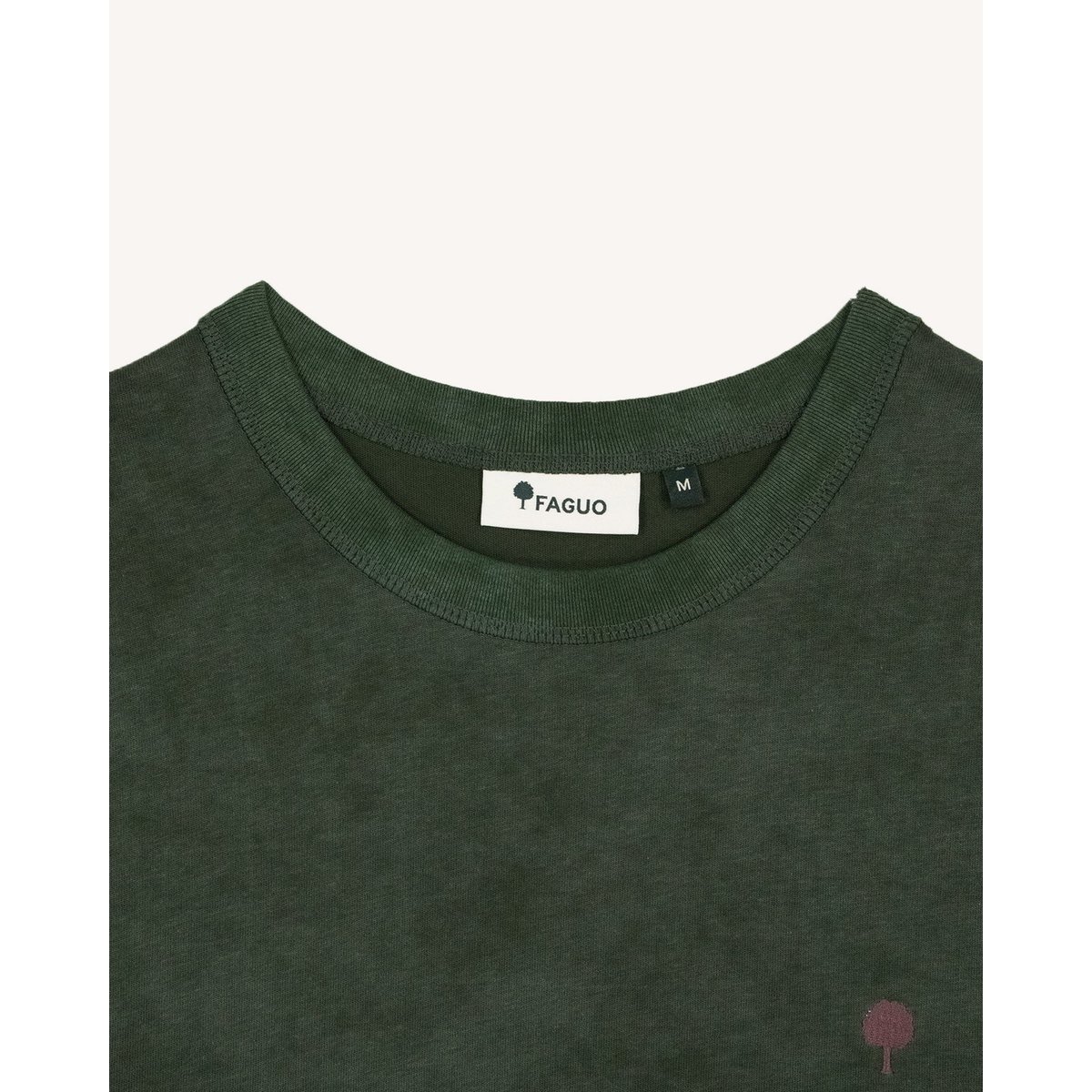 T-shirt en maille vert foncé chiné, FAGUO