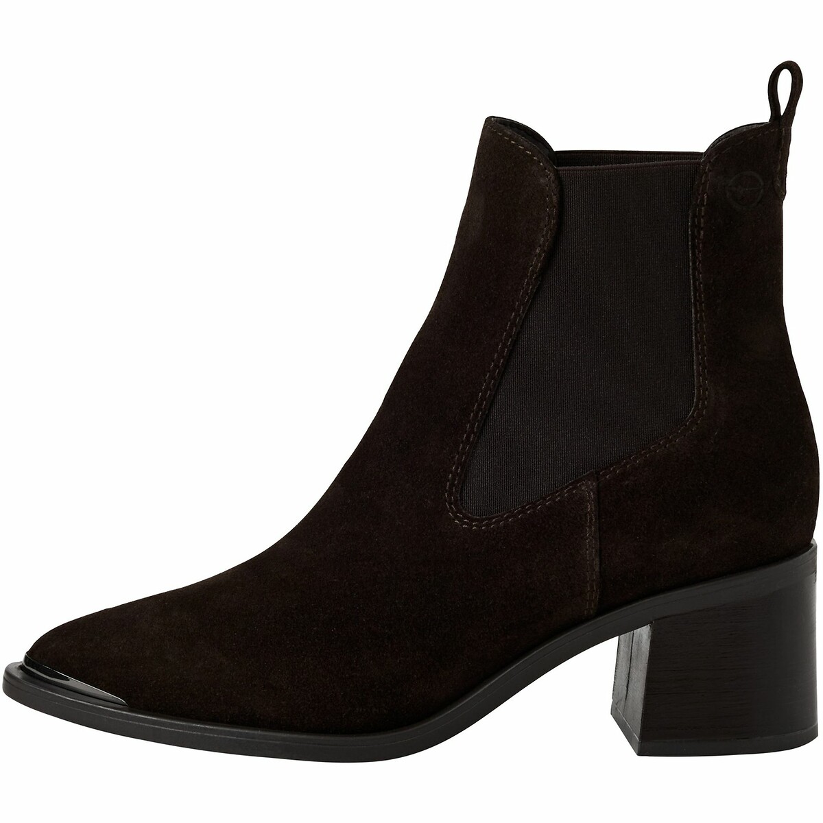 Bottines pointues en cuir marron foncé, TAMARIS
