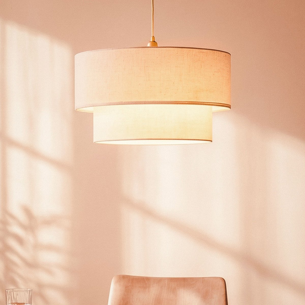 Suspension ronde en lin  45cm- PUNTA beige, DRAWER