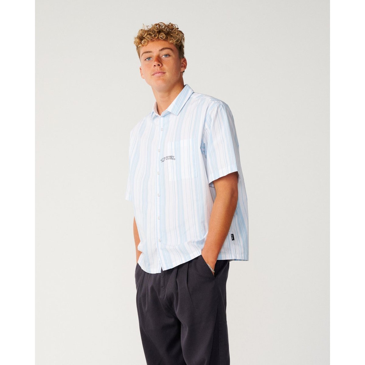 Chemise à manches courtes Disorder white/blue, RIP CURL