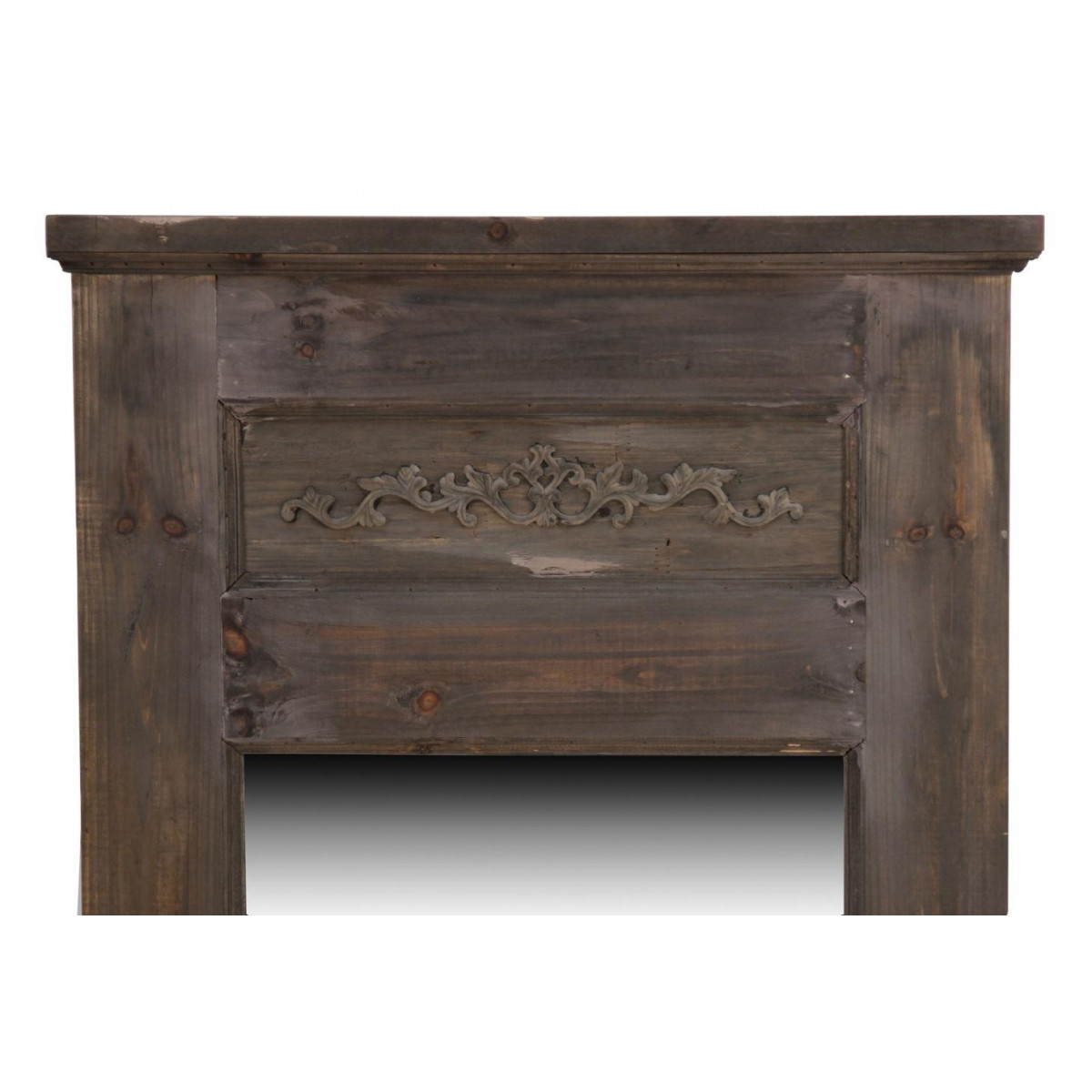 Grand miroir ancien rectangulaire vertical marron, DECORATION D’AUTREFOIS