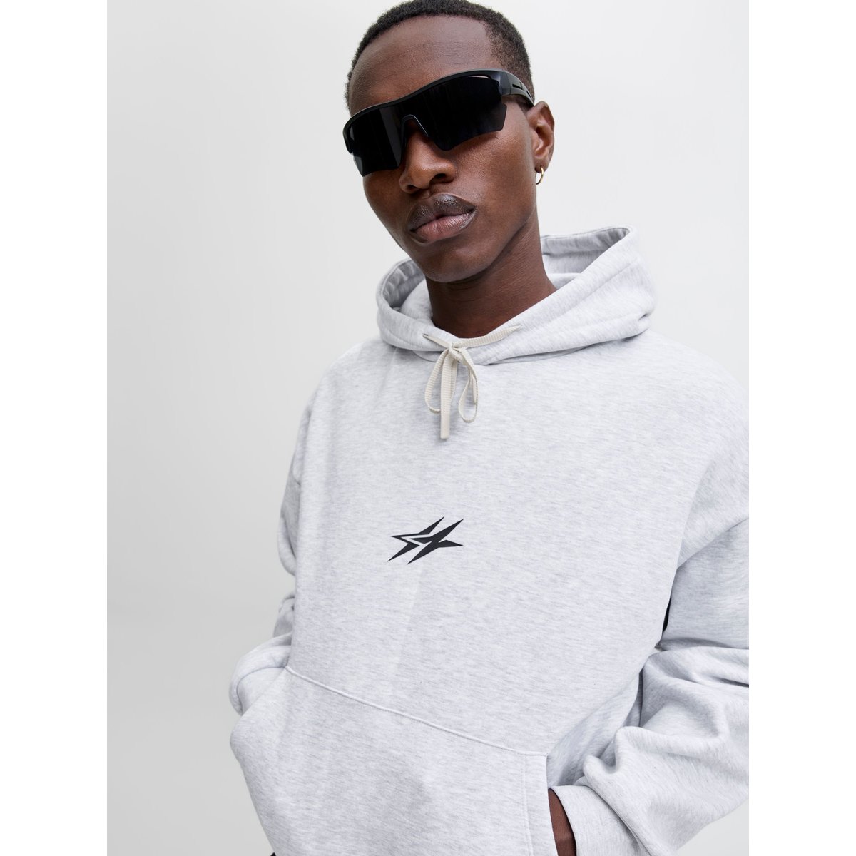 Sweat À Capuche white melange, JACK & JONES