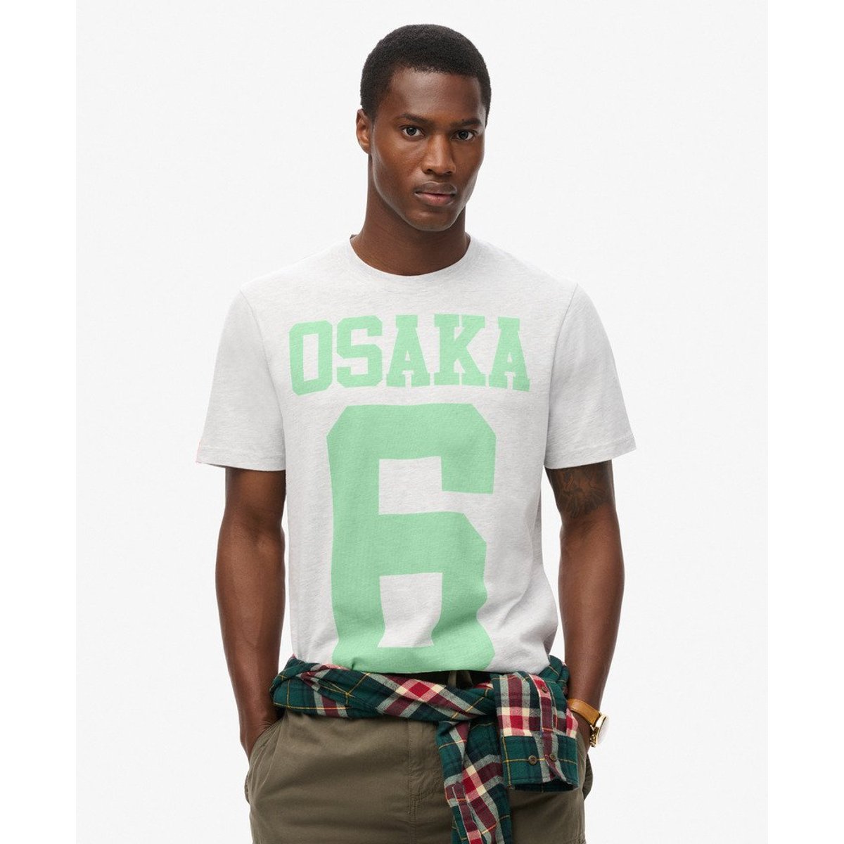 T-shirt standard chiné Osaka 6 gris glacier chiné, SUPERDRY