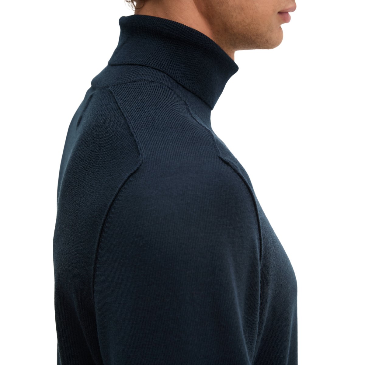 Pull à col roulé regular en laine mérinos douce bleu foncé, MARC O'POLO