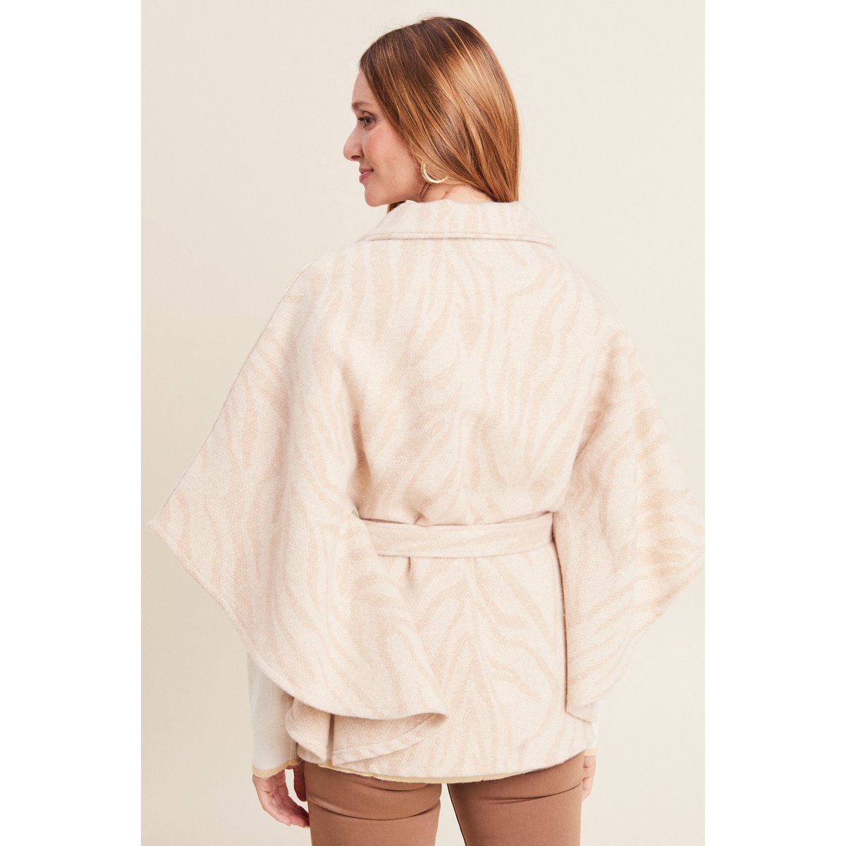 Cape boutonnée et ceinturée beige, BREAL
