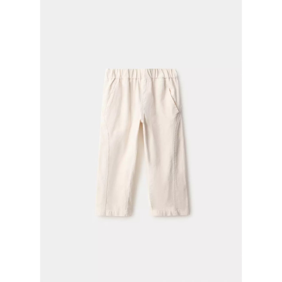 Pantalon velours côtelé à coutures blanc cassé, MANGO BABY