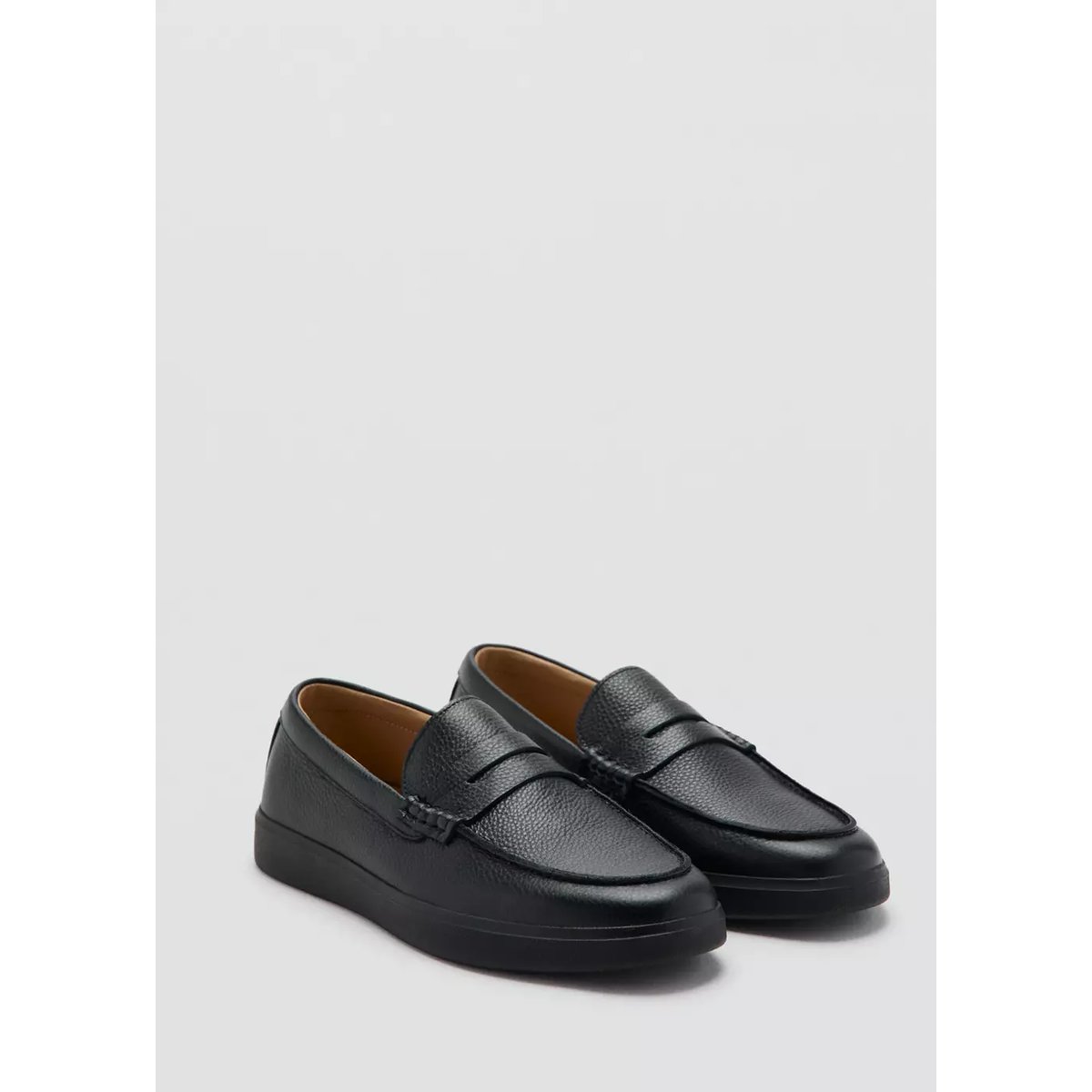 Mocassins cuir détail en forme de masque noir, MANGO MAN