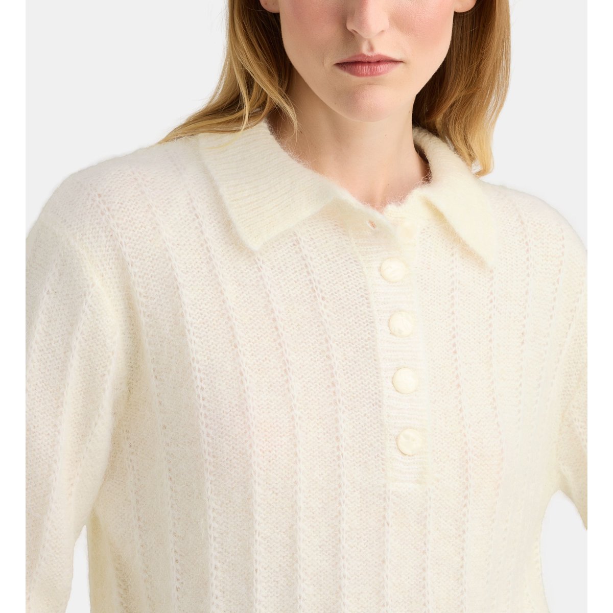 Polo tricot fira polo lainé écru, GALERIES LAFAYETTE