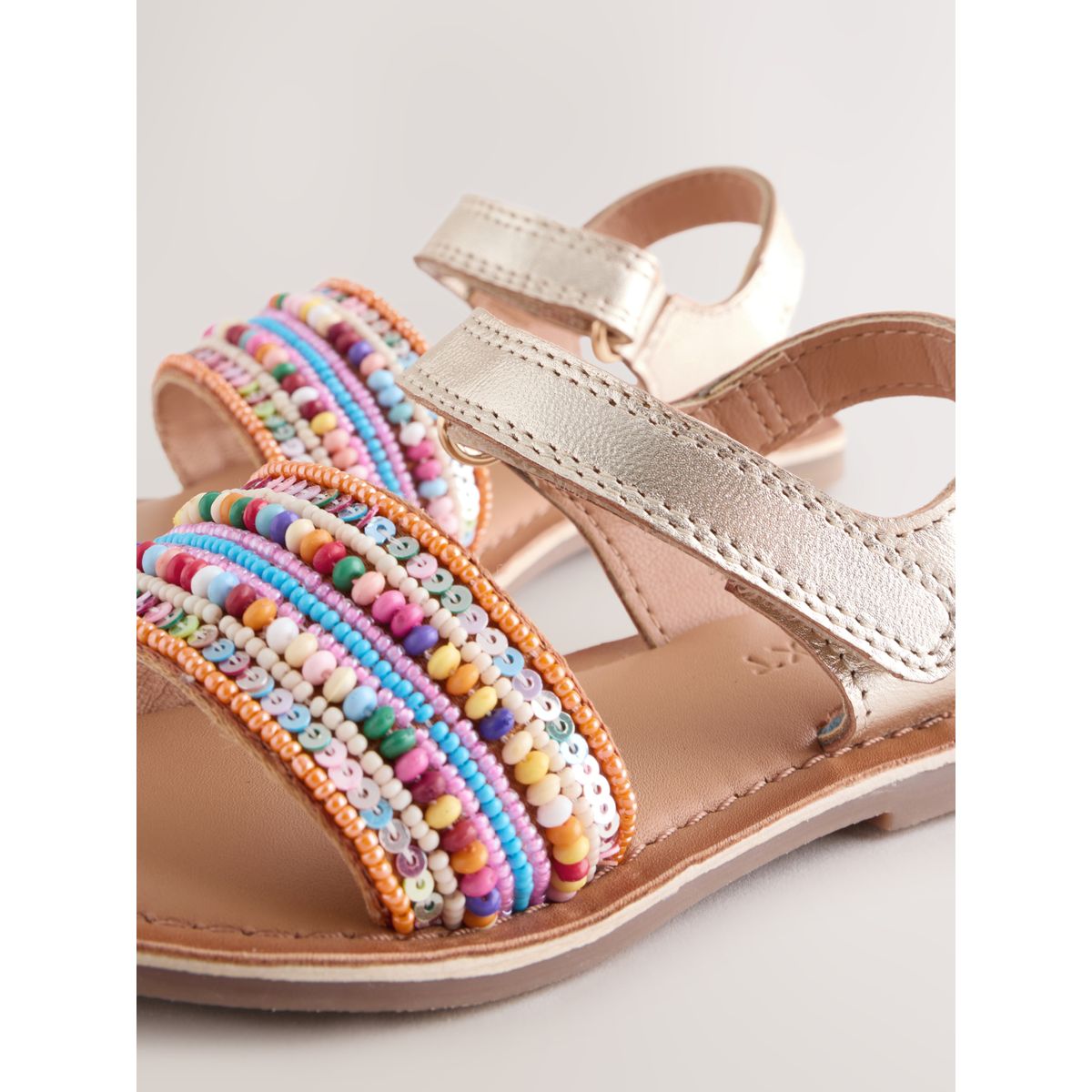 Sandales en cuir à scratch multi-couleurs, NEXT
