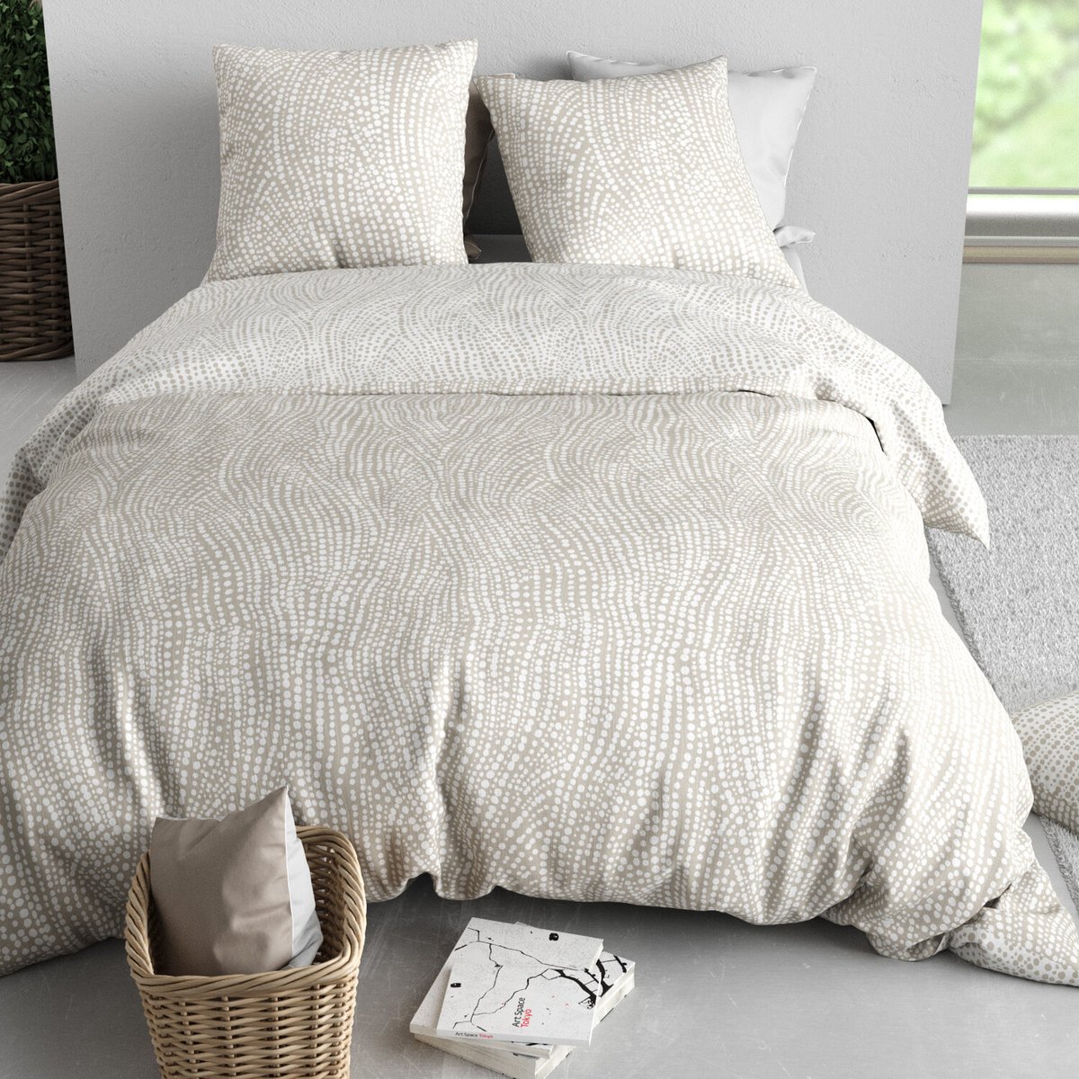 Parure housse de couette en coton imprimée, Nairobi blanc, C DESIGN HOME TEXTILE