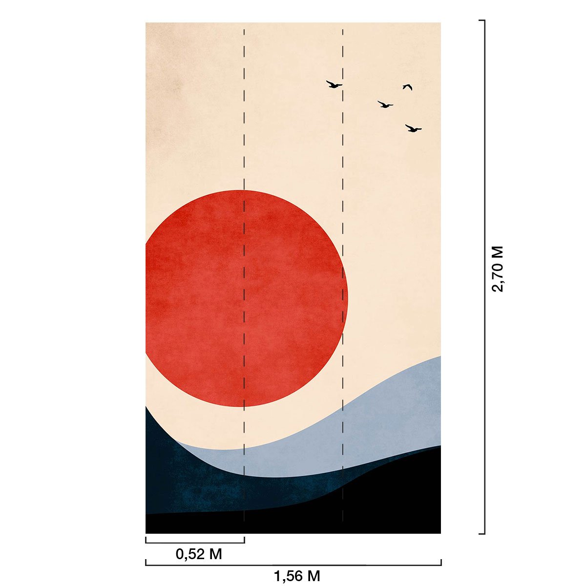 Papier peint soleil rouge intissé, HEXOA