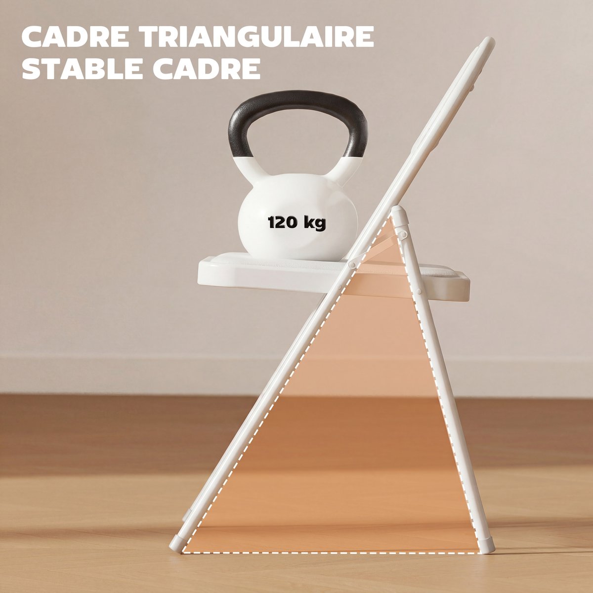 Chaise pliante Revêtement synthétique Blanc blanc, HOMCOM