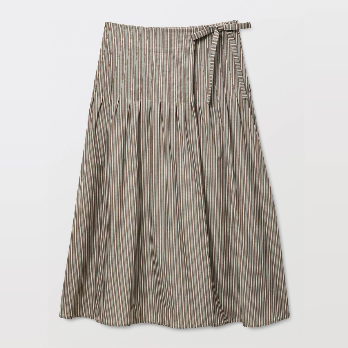 Jupe midi rayée en coton BIO GOTS chamelle, MONOPRIX