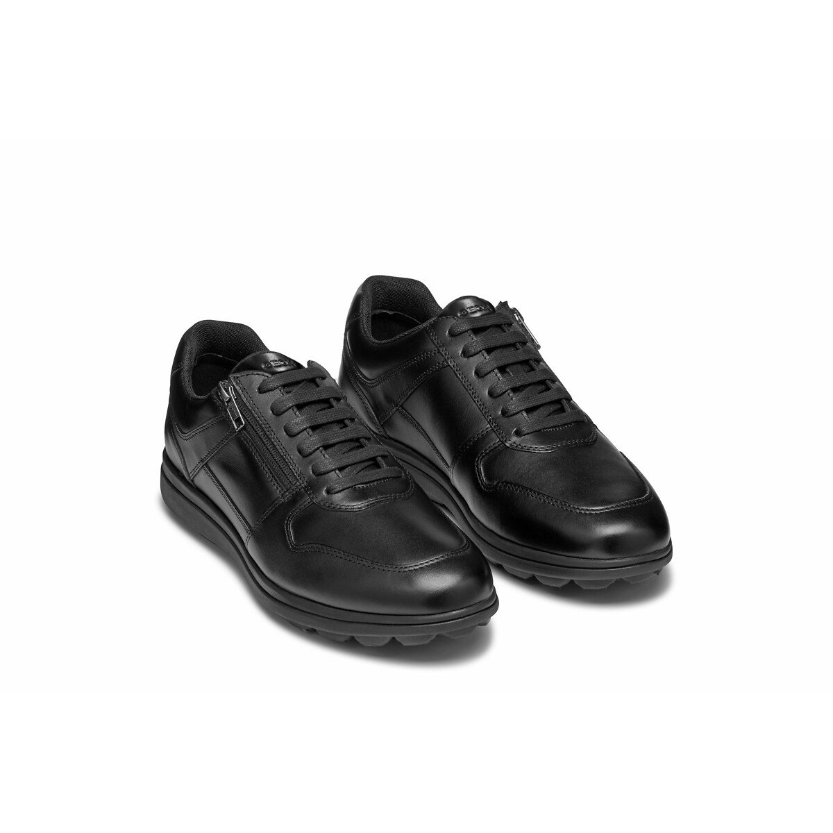 Baskets respirantes zippées en cuir Spherica EC12 noir, GEOX