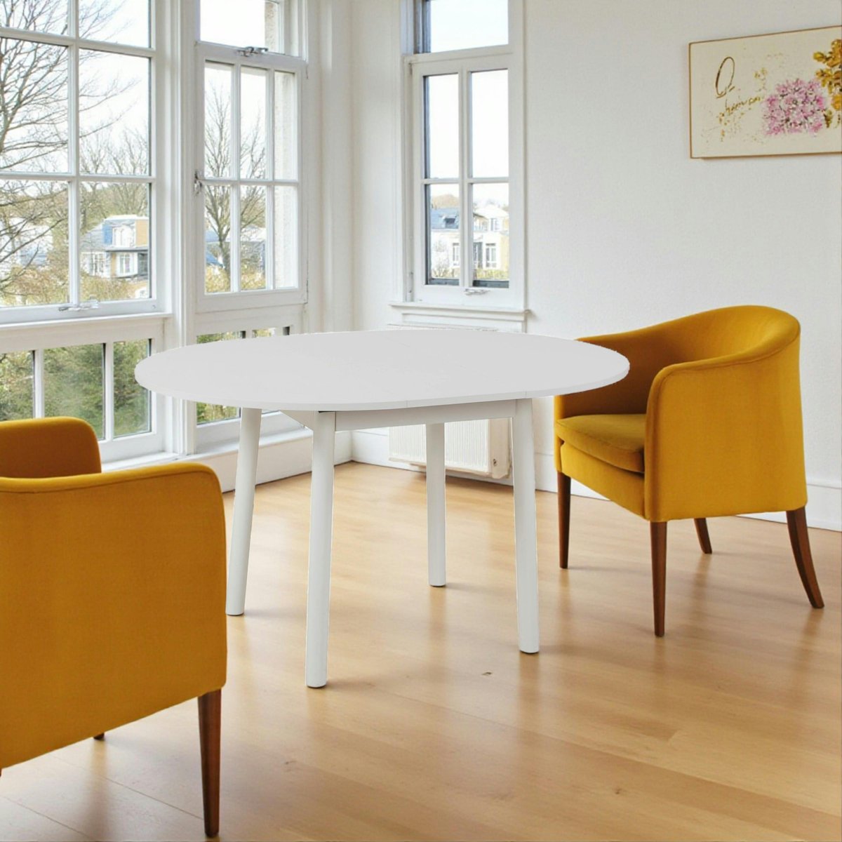Table ronde extensible - 4 places ARDEN blanc, PIER IMPORT