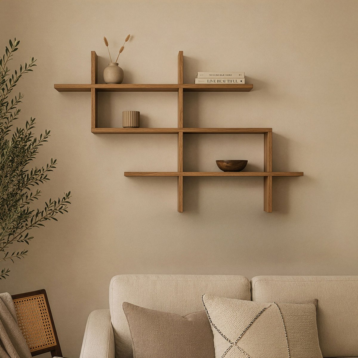 Étagère murale en bois L150cm- GRAPH bois clair, DRAWER