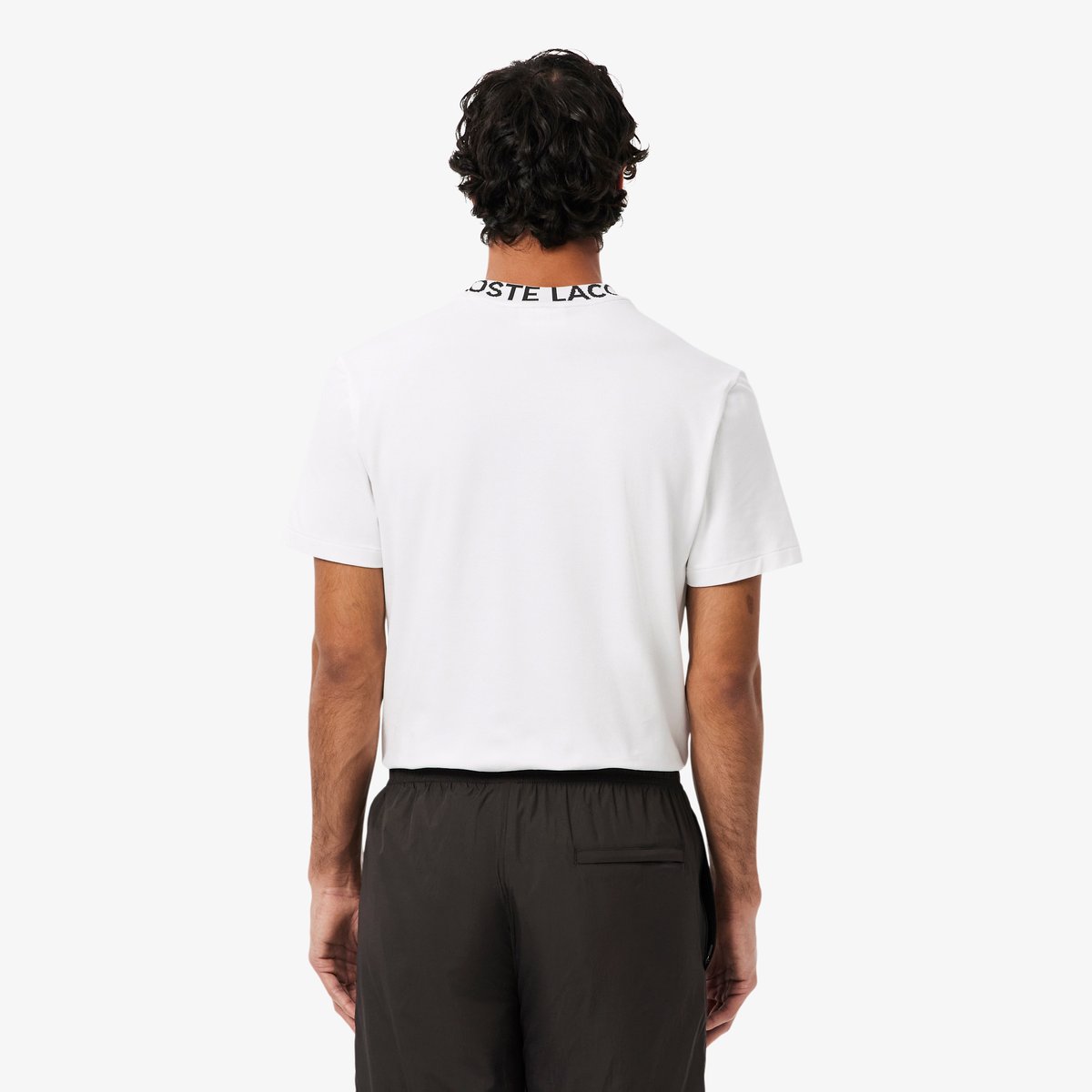 T-shirt en Piqué marquage jacquard blanc-001, LACOSTE