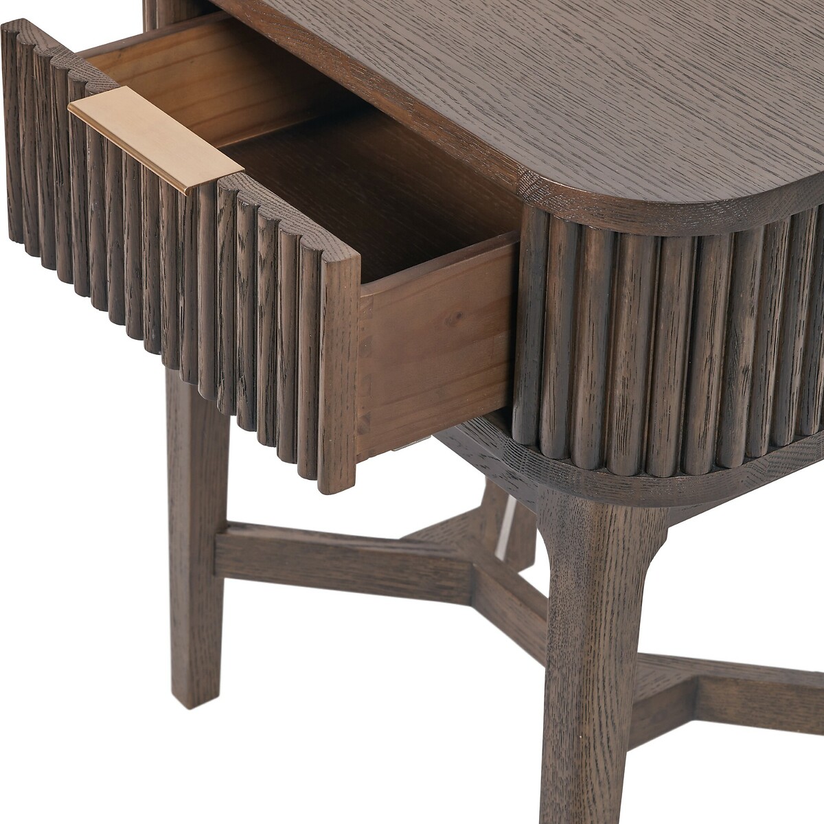 Renzo Fluted Oak Bedside Table smoked oak, ÉDITÉ