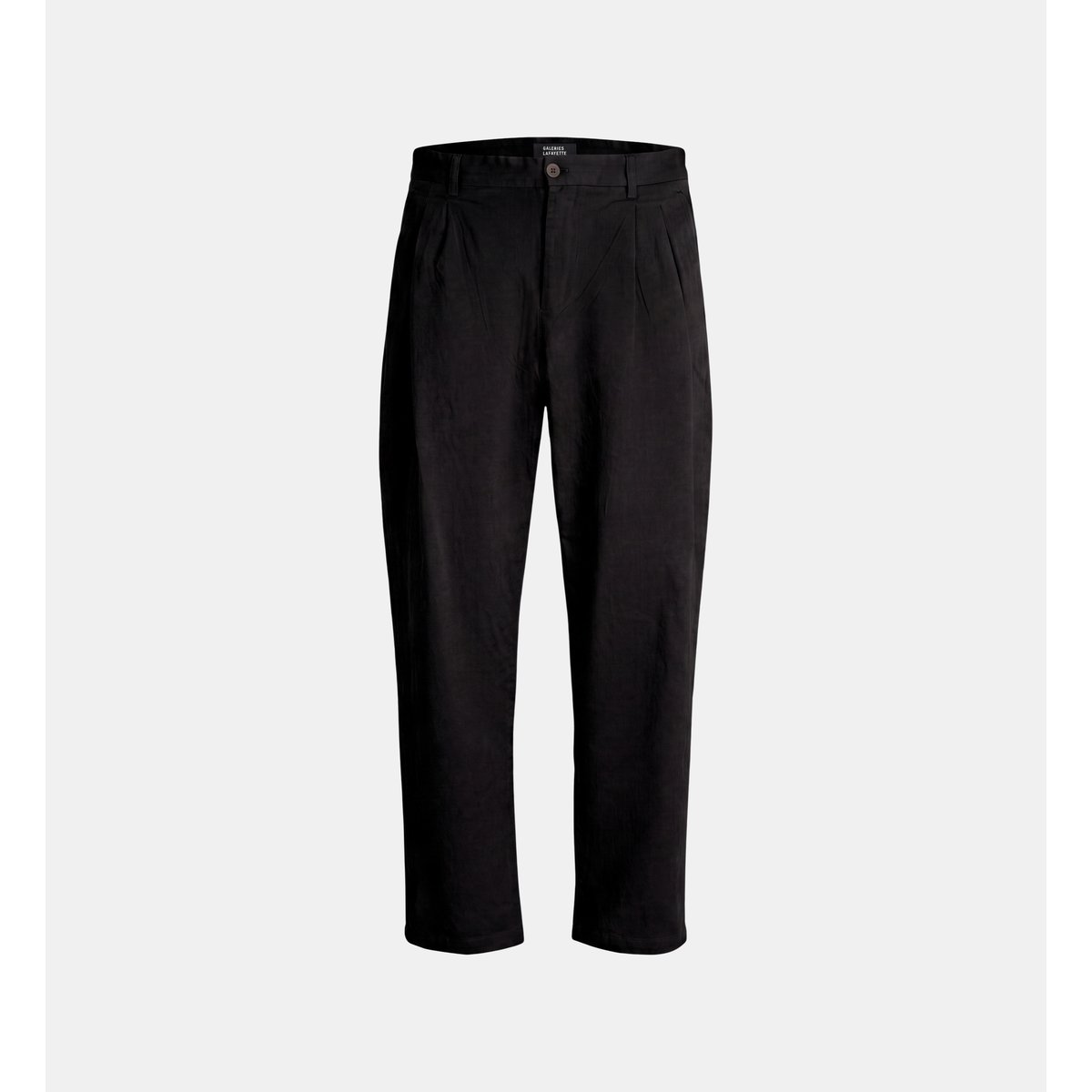 Pantalon ridouble ample à plis doubles en coton noir, GALERIES LAFAYETTE