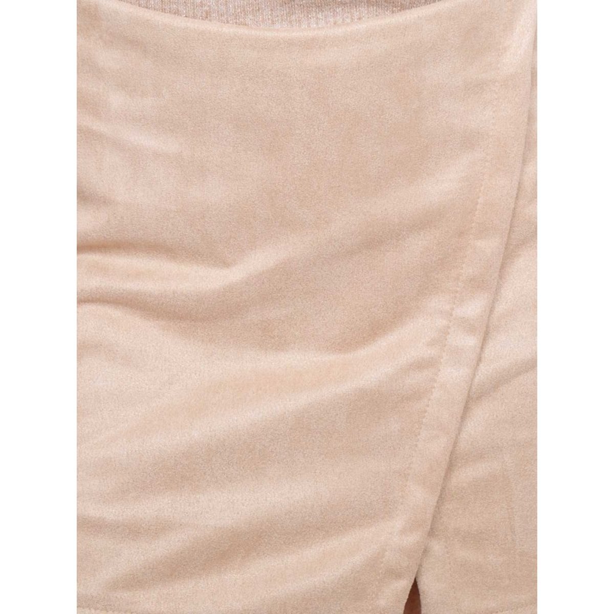 Jupe-short Suédine Effet Portefeuille Xolana beige, DONA LISA